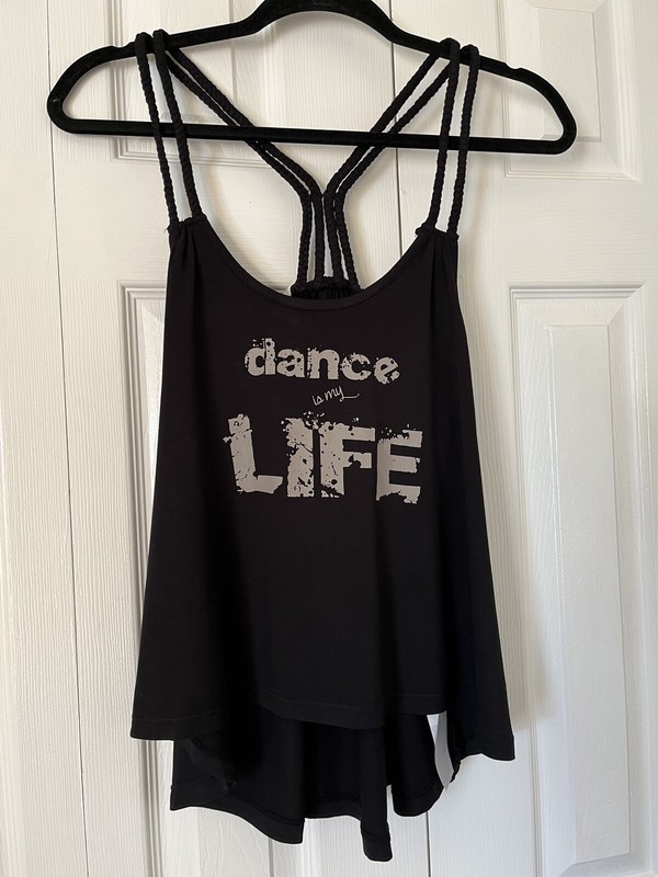 “Dance Is My Life” Graphic On Adult Large Women’s Black Swing Top New!