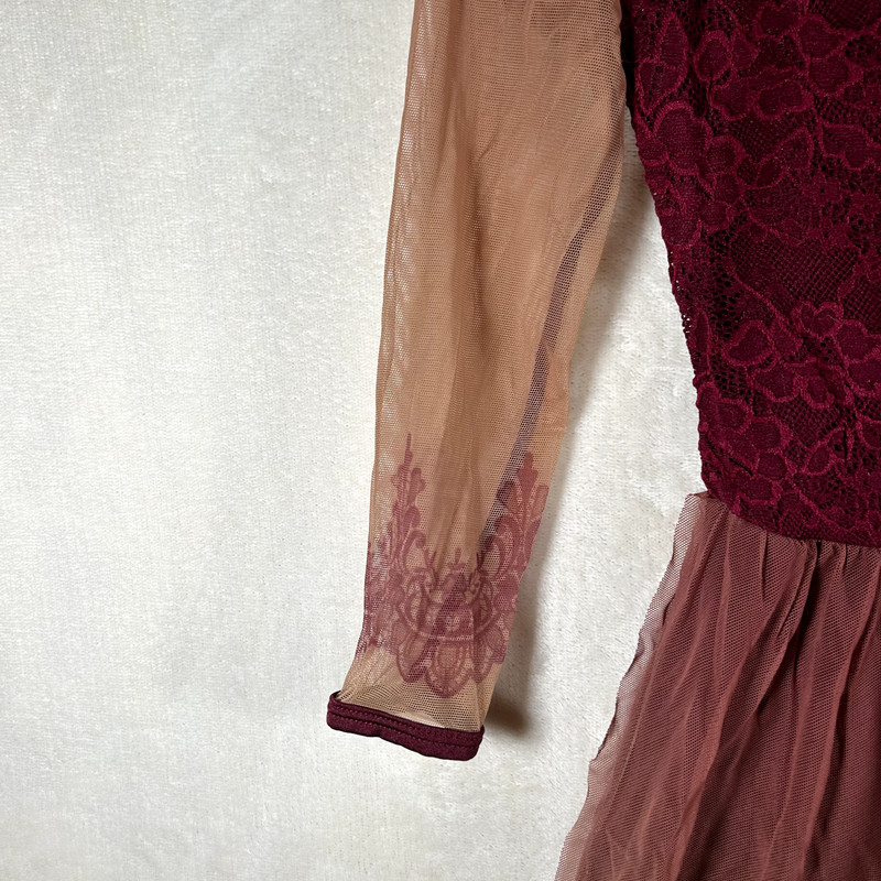 Curtain Call Adult Medium Dance Costume Burgundy Lace Dress Elegant Contemporary gallery