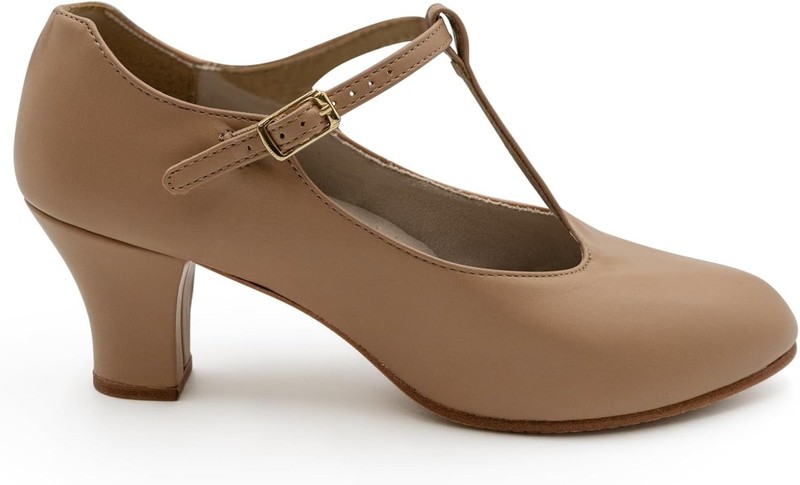 Capezio Jr. Footlight T-Strap Character Shoe, Caramel, 9 W