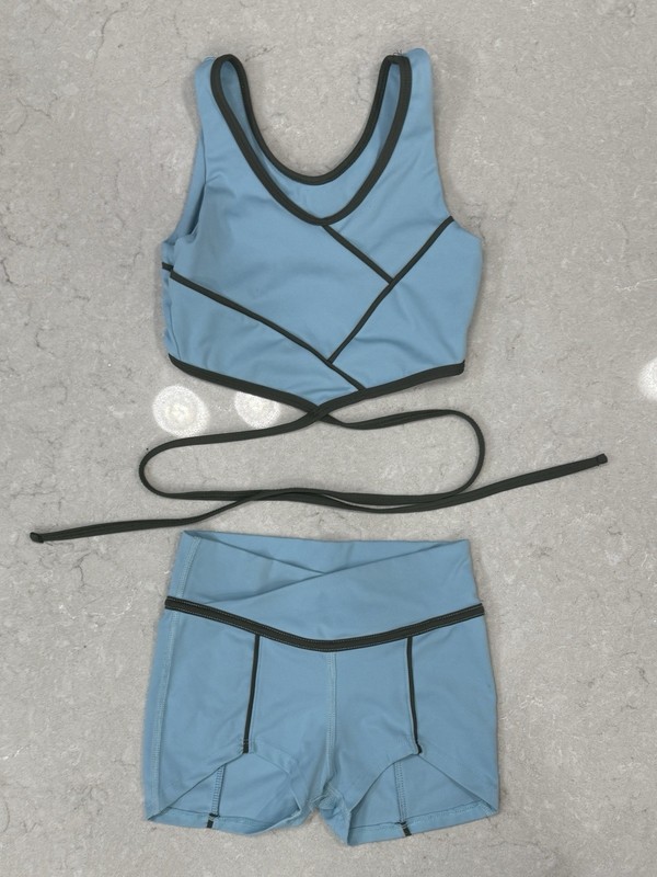 Tiger Friday AXS CXL Matching Dancewear Set Blue Crop Top Shorts
