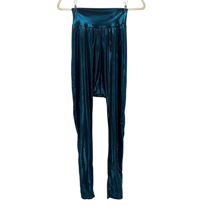Balera Dancewear Girls Large Child LC Harem Pants Metallic Blue Shiny Pull On