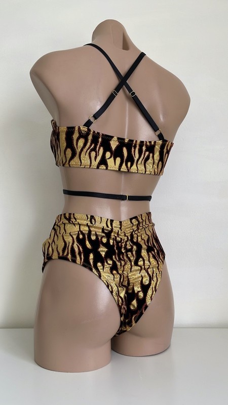 Schminke 🔥 flame baby evils hell dance set Polewear to bottoms bra top goth gallery