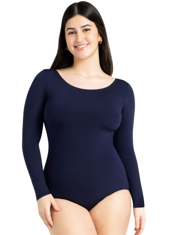Long Sleeve Leotard, Navy, X-Large