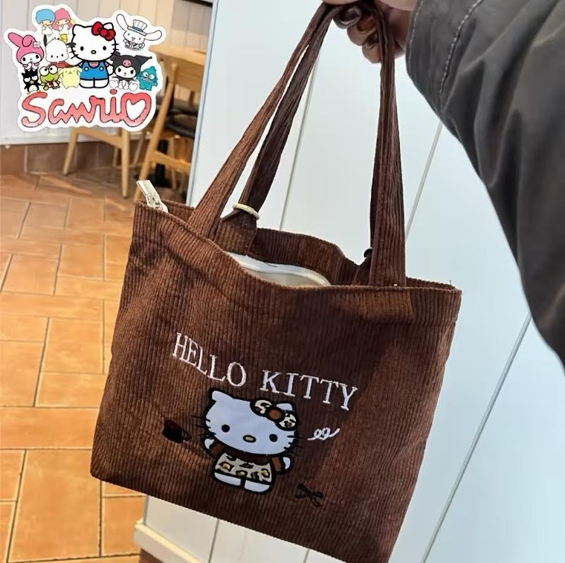 Hello Kitty Cute Brown Color Capacity Fleece Handbag Zip Closure gallery