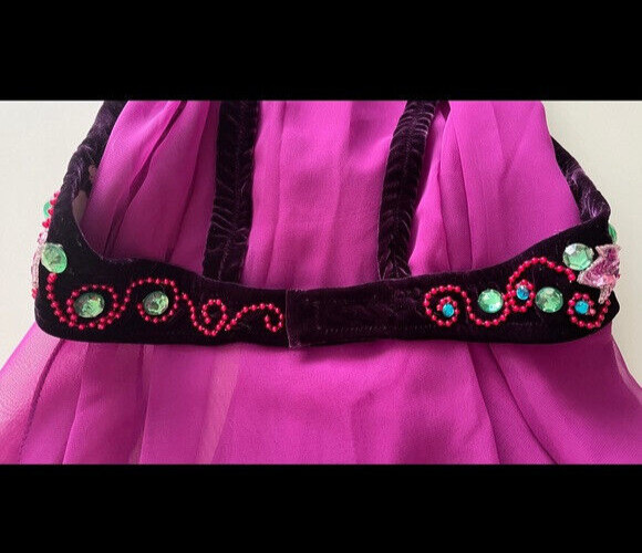 Ameynra Belly Dance Costume Purple Green multicolor Handwork OOAK Size M New gallery