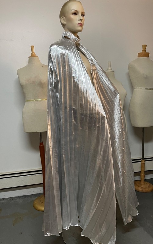 NEW IN BAG Danzia Danzcue Silver Pleated Disco, Angel, Dance Wings Set w/ Wands gallery