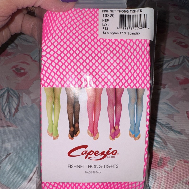 Capezio Pink Fishnet Thong Tights L/Xl