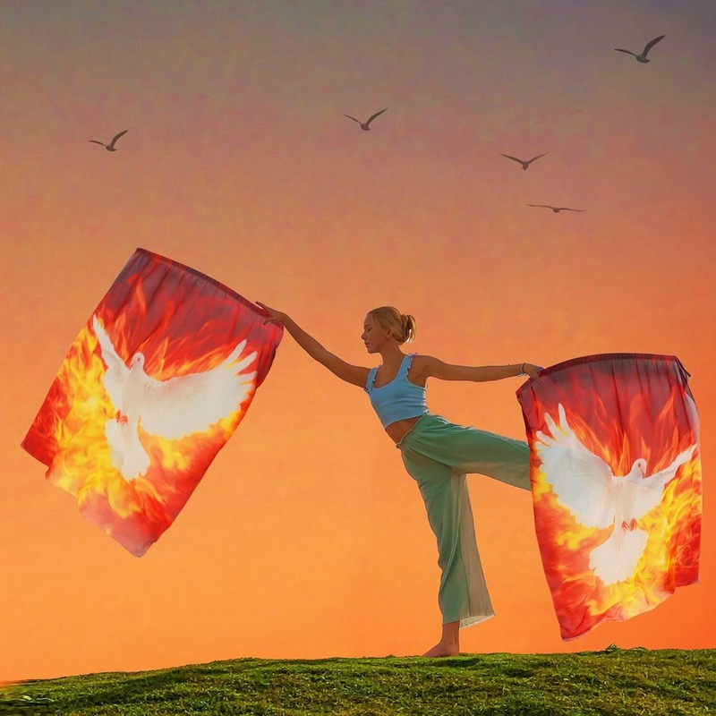 54"x45" Worship Flags for Church Praise Dance Women Art Show Chiffon Flags Flex gallery