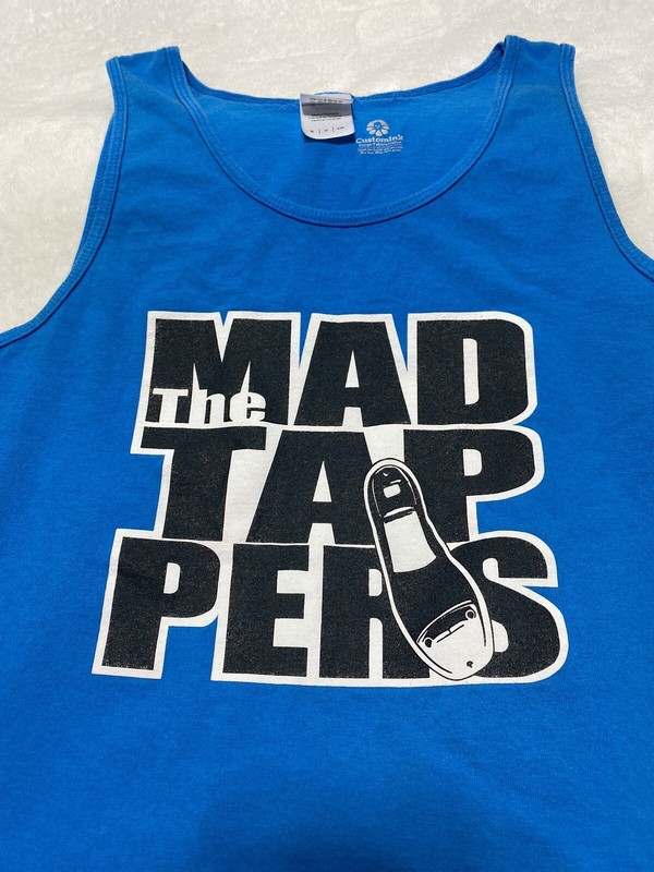 The mad Tappers tank top adult small blue 100% cotton