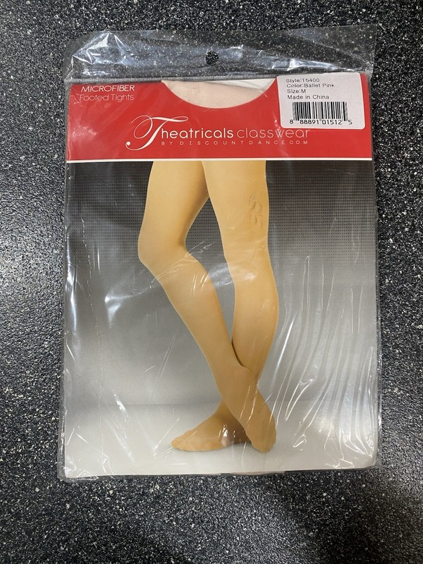 Theatrical Classwear Footed Tights Medium Ballet Pink Microfiber