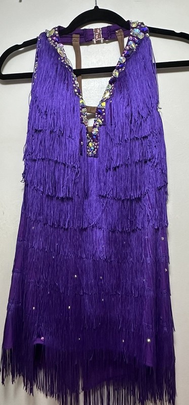 Latin Ballroom Dance Dress Salsa Tango Cha Cha Rhinestone Competition Size S