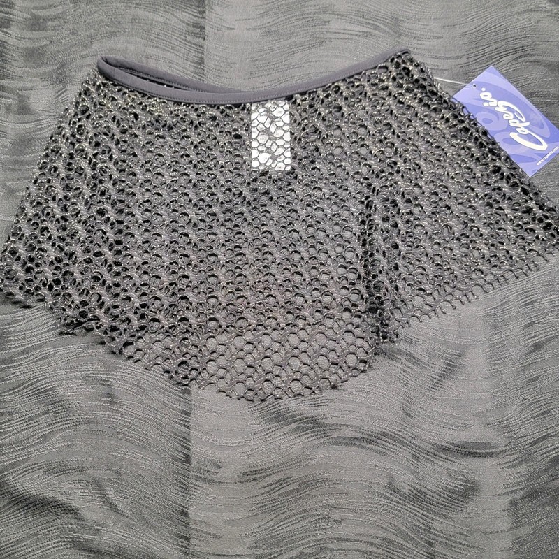 Capezio Pull On Jacquard Skirt Black Textured Open Knit Mesh Skirt SZ 2XS-A