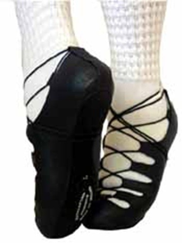 Suede Soft Sole Ghillies Reel Pumps; Black; Adult sz 9