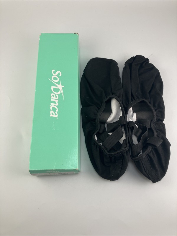 So Danca SD16 (Size 11-11.5)Women’s Black Canvas Ballet Shoes Split Sole Elastic