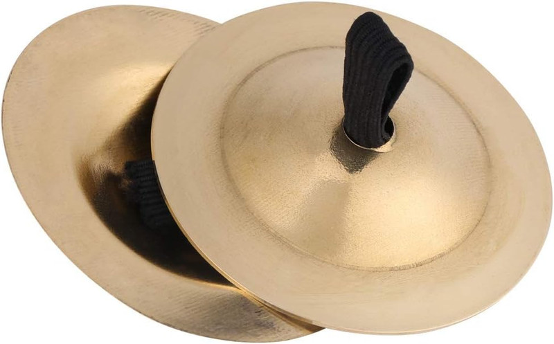 Finger Cymbals, 2Pcs Brass Belly Dance Finger Cymbals, Gold, Single Hand Operati