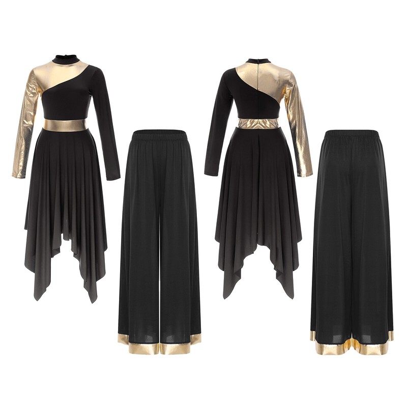 Women’s Liturgical Praise Dance Overlays Tunic Baggy Pants Set Church Worship