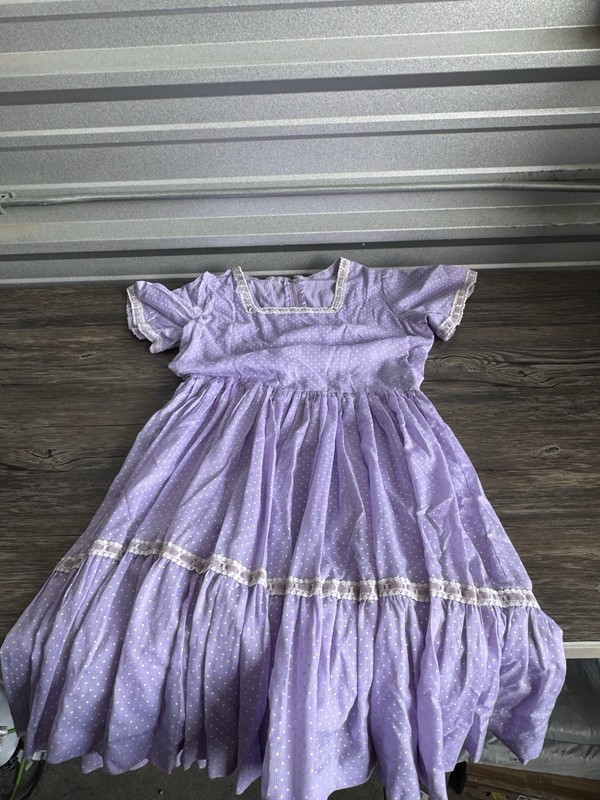VTG M Lavendar Prairie Barn Square Dance Dress
