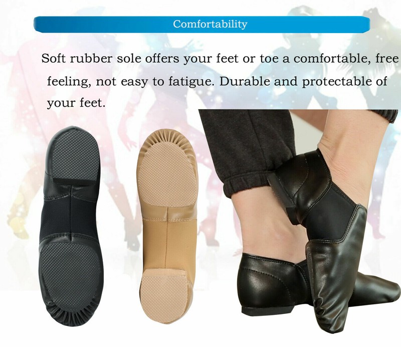 Linodes Synthetic Leather Jazz Shoe Slip-on for Women and Men's Dance Shoes gallery