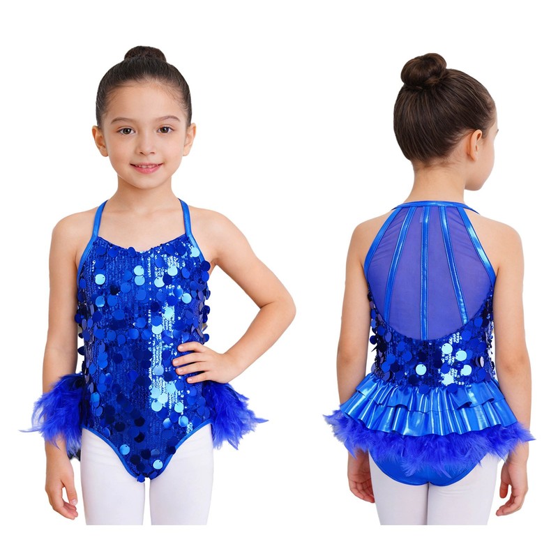 Kids Girls Costume Glittery Dancewear Figure Skating Ballet Dance Leotards Jazz