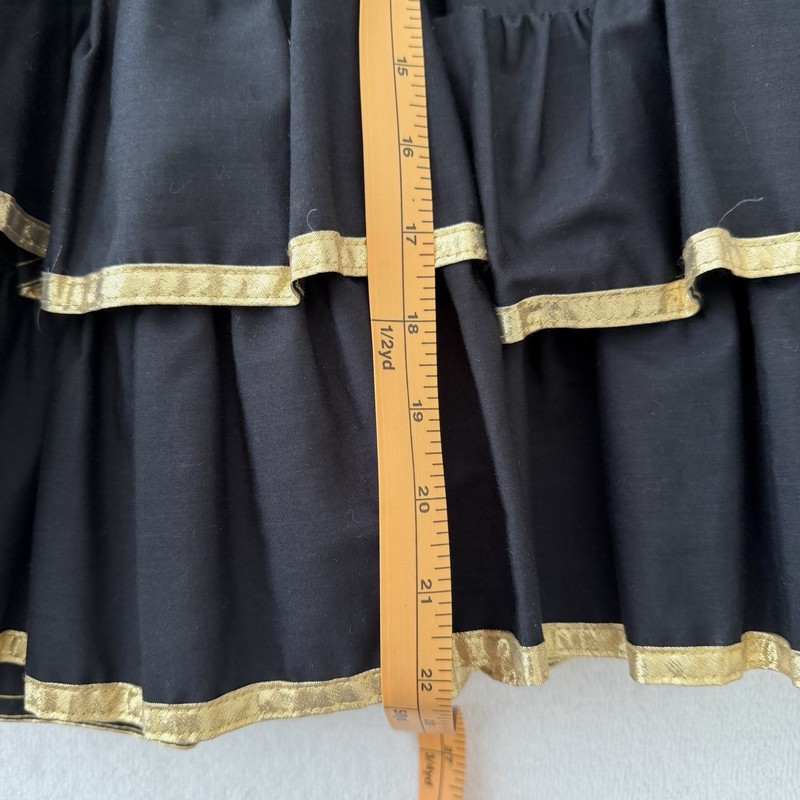 Vintage Malco Modes Skirt Womens Small Black Gold Ruffle Square Dance 70s USA gallery