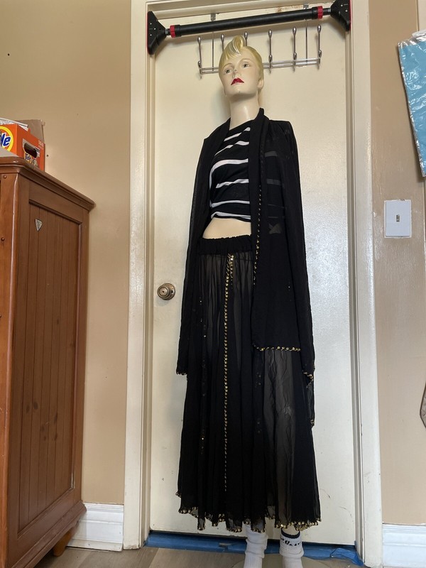 Black Professional Egyptian Billy Dance Shawl and Skirt Set Authentic Costume