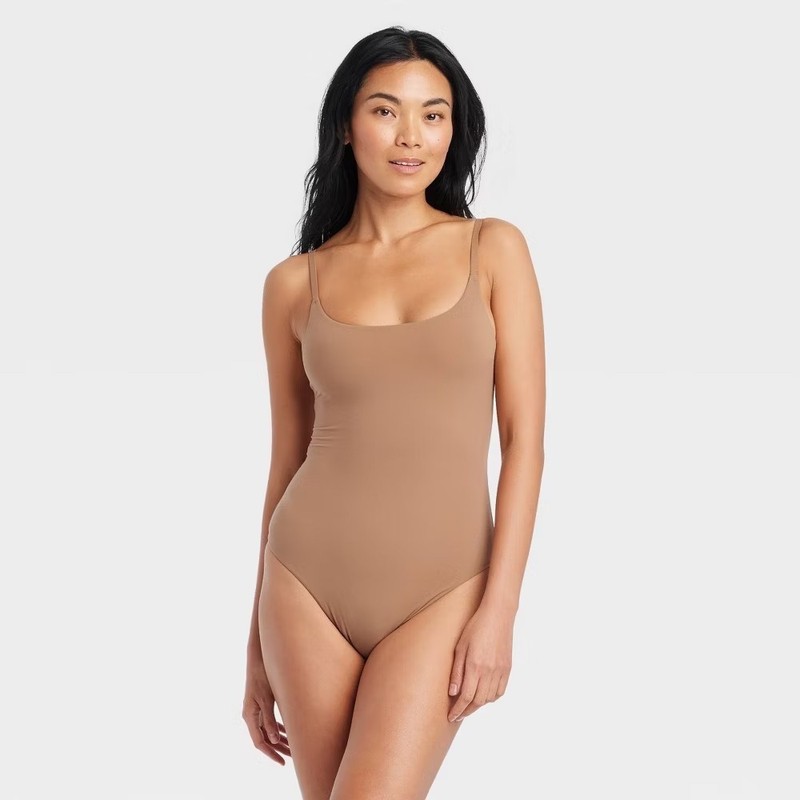 Women’s 4-Way Stretch Cami Bodysuit – Auden – XXL – Brown