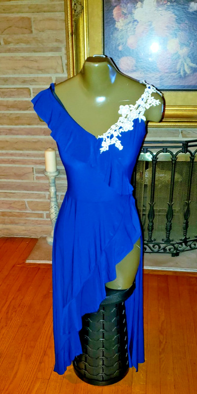 Weissman Dance Dress Costume Navy Sleeveless 70’s disco style size Small