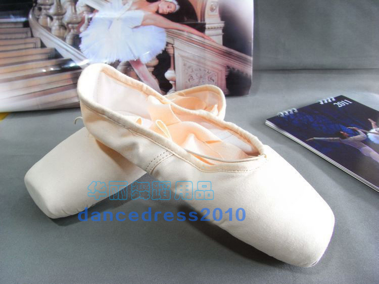NEW Ladies Canvas Ballet Pointe Shoes with Ribbon Dance Toe Shoes US 5-8.5 Pink gallery