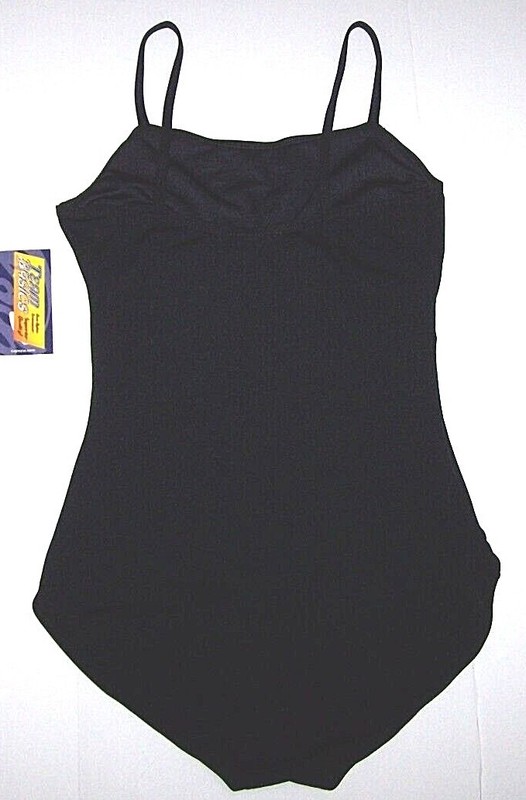 Capezio Cami Leotard Bodysuit Camisole Team Basics Black New Adult Women L or XL gallery