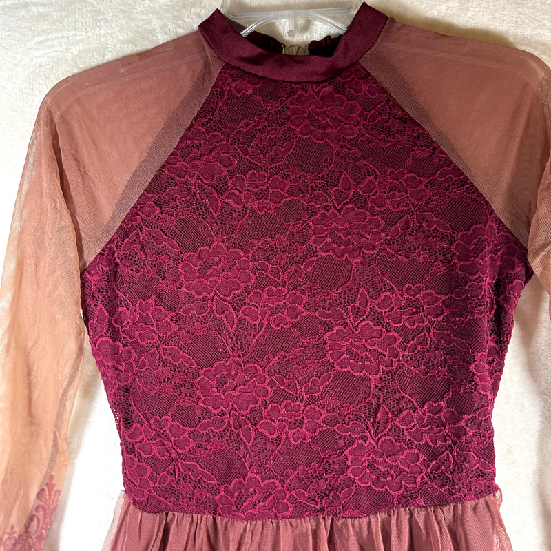 Curtain Call Adult Medium Dance Costume Burgundy Lace Dress Elegant Contemporary gallery