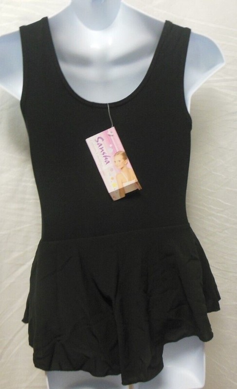 Sansha E-507C cotton spandex skirted leotard Girls sizes classwear black gallery
