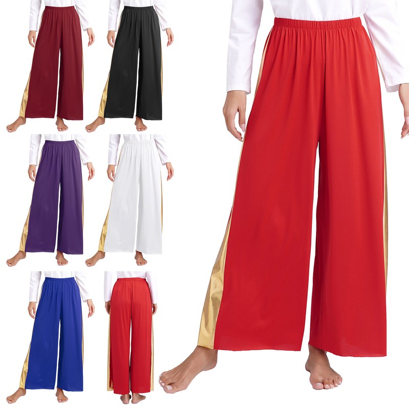 Women Liturgical Praise Dance Trouser with Wide-leg Pants Lyrical Church Costume gallery