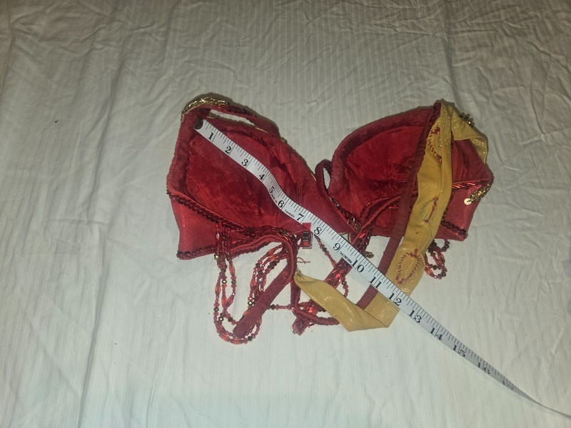 Red and gold Bella belly dance costume gallery