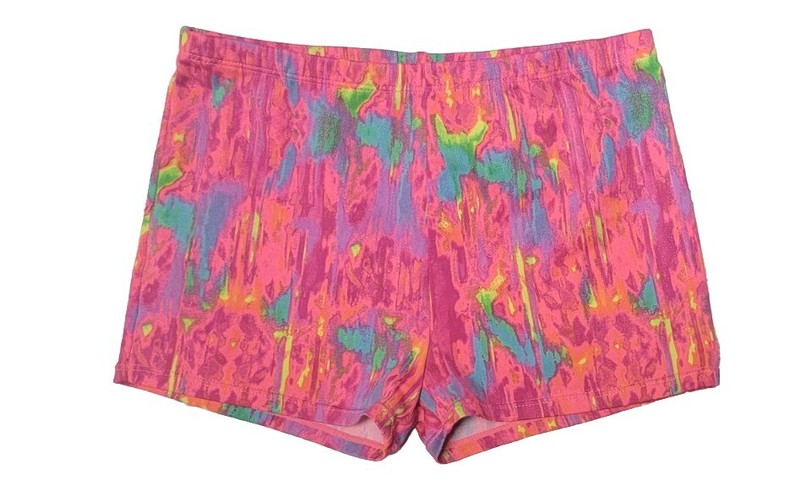 FREESTYLE DANSKIN GIRLS L 10-12 NEON PINK BLUE SHIMMER GYMNASTICS DANCE SHORTS