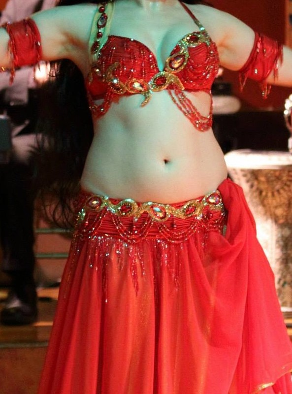 Red and gold Bella belly dance costume