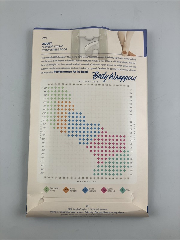 Body Wrappers #A91 Espresso Convertible Foot Body Tight Adult L/XL gallery