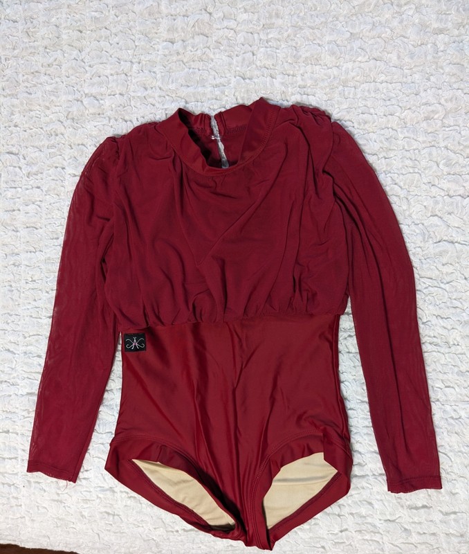 Kandi Kouture Red Long Sleeve Solid Girl’s size 10/12 Leotard