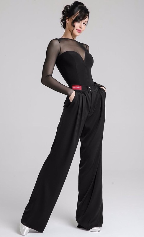 Prima Bella Ballroom Dance Pants XS Black Wide Leg Practice Trousers Hemmed