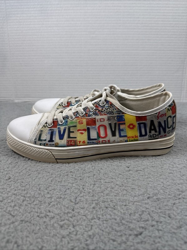 LIVE LOVE DANCE Sneakers Shoes MULTI-COLOR Hip-Hop Unique Womens 10 Men 7.5