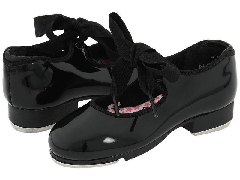 CAPEZIO Black TAP SHOES Girls SZ 8 M Measure 5 3/4 inches from Heel to Toe