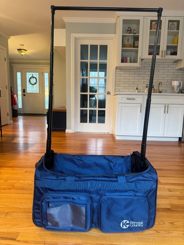 Kendall Country Rolling Dance Bag w. Garment Rack, Navy Blue, Large 28″ OPEN BOX