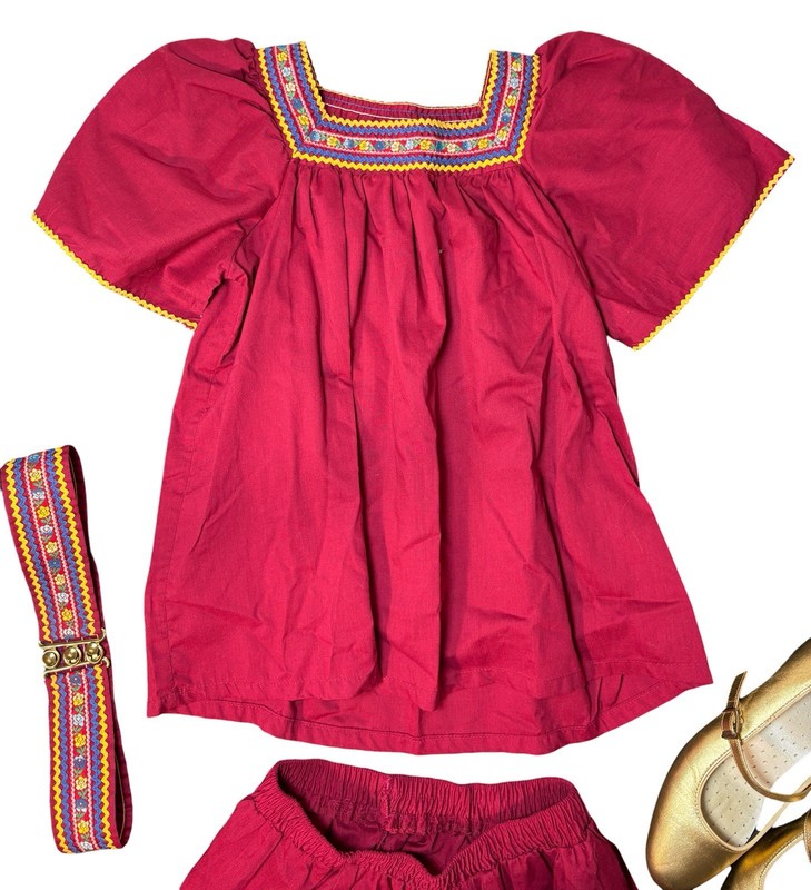 Vintage 70s Women’s Malco Modes Prairie Folk Peasant Skirt Set Belt Gold Shoes gallery