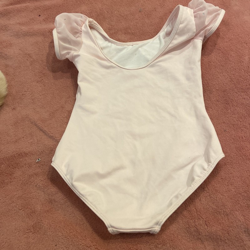 Rhinestone Cap Sleeve Child Dance Leotard Bodysuit Pink Size 7 NWOT gallery