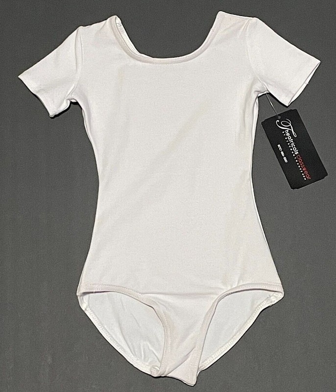 Theatricals Dancewear Leotard Bodysuit Short Sleeve SS TH5502C White New Girl