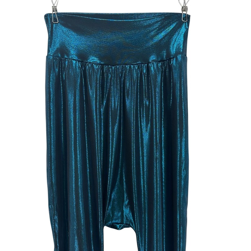 Balera Dancewear Girls Large Child LC Harem Pants Metallic Blue Shiny Pull On gallery