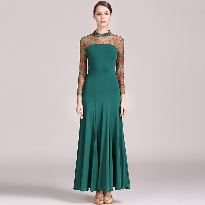 Women Elegant Long Sleeve Modern Dance Dress National Standard Dance Dress gallery