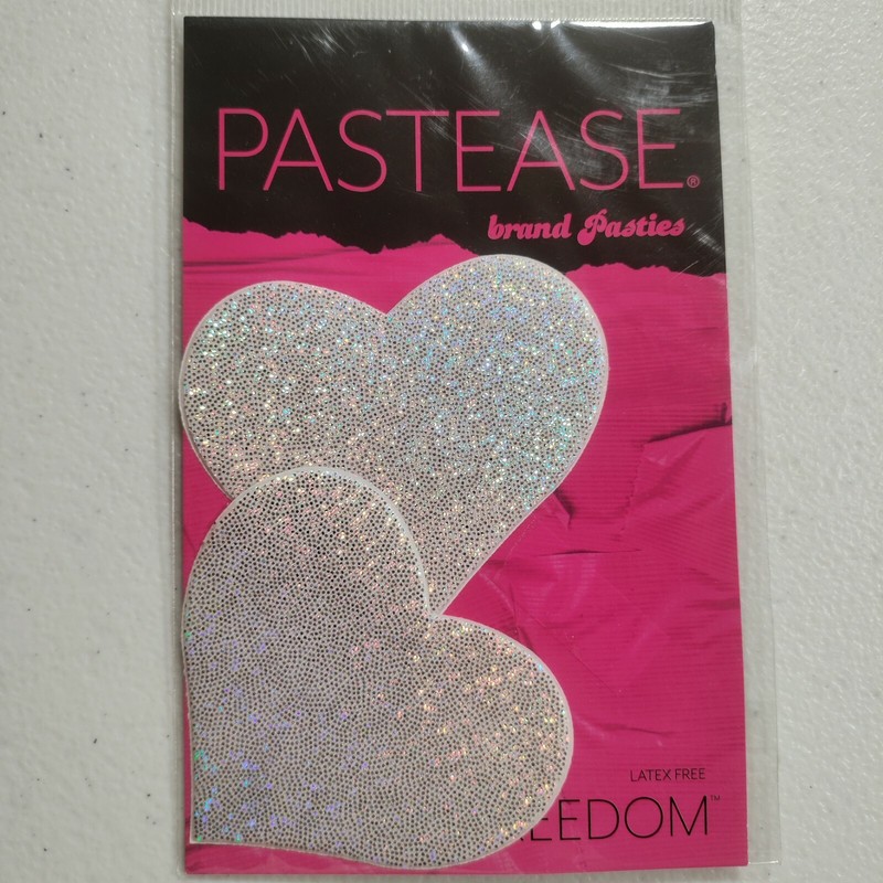 Pastease brand pasties Silver Glitter Heart Nipples body sexy fun freedom