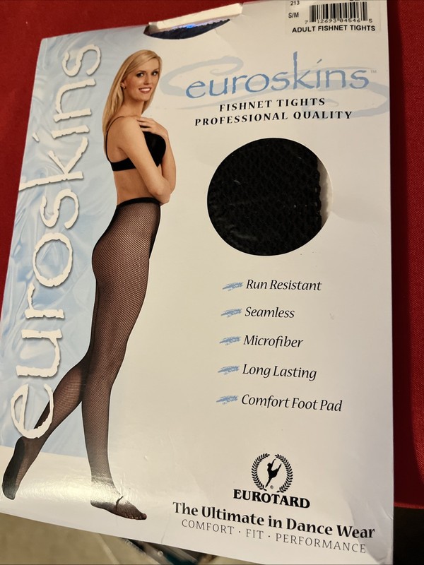 EuroSkins No 213 Sm Med Adult Professional Non-Run Fishnet Tights Black Soft NOS