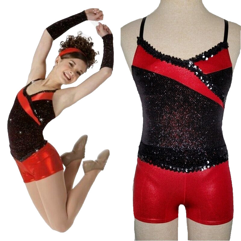 Lot of 9 Swing With Me Dance Costume Child 6×7-Leotards w/ Small Shorts & Mitts