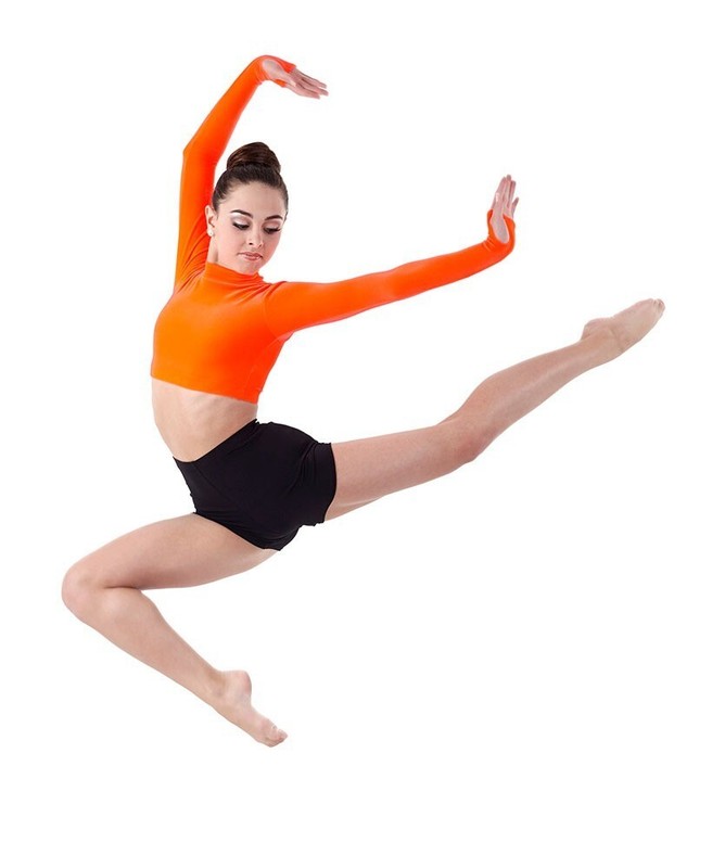 Color Block ORANGE Adult 2XL Contemporary New Dance Costume Crop Top & Shorts